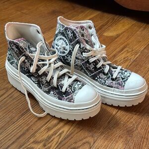 Converse Black and White High-Top Platform Sneakers
